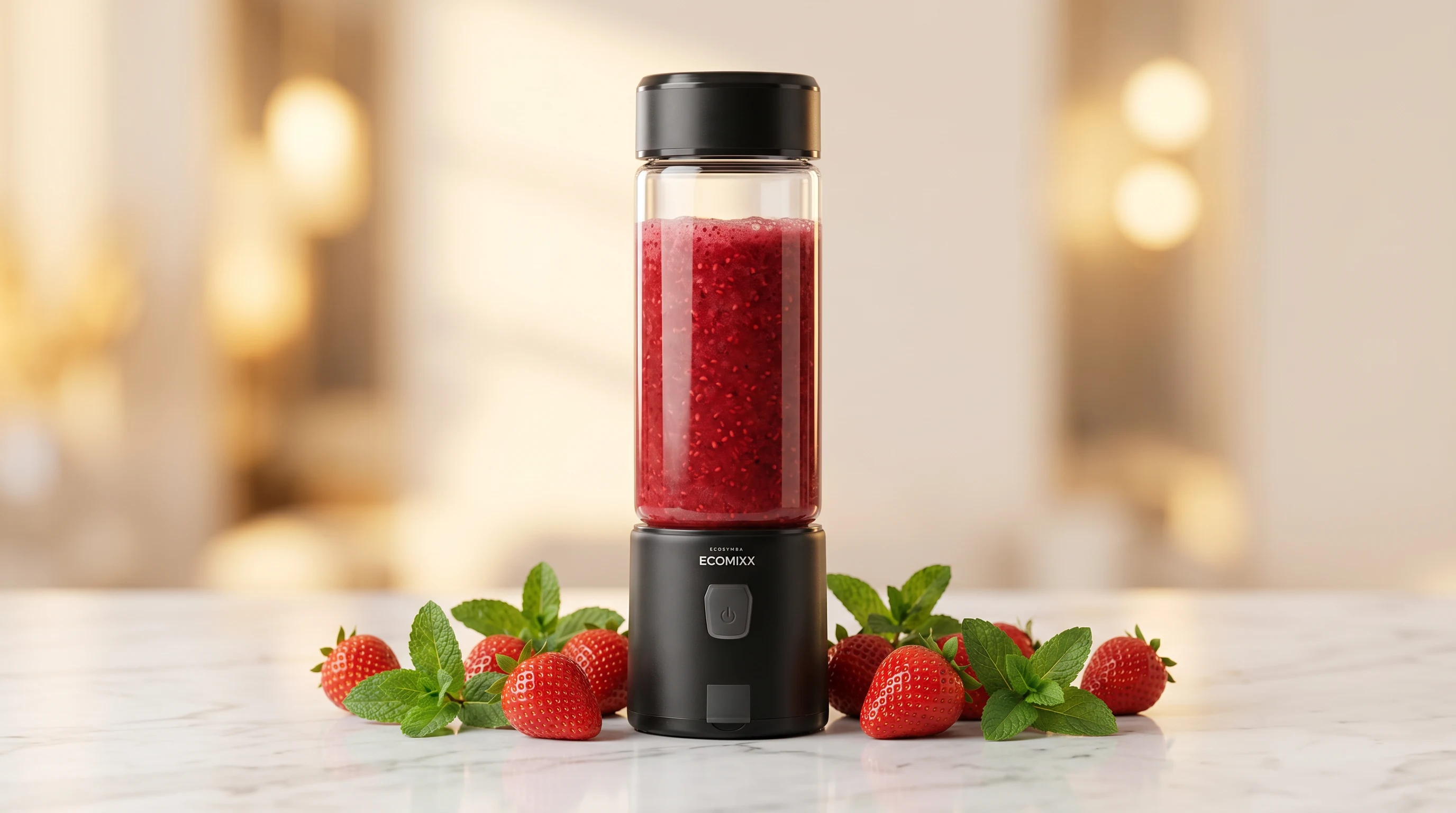 ECOMIXX ALL BLACK, blender portable en verre borosilicate